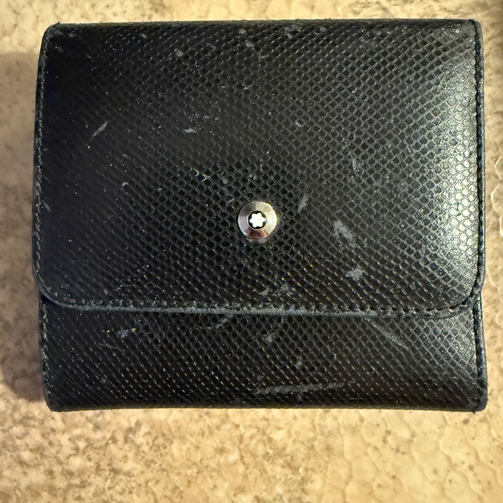 Montblanc Black Textured Wallet with Gray Leather Interior